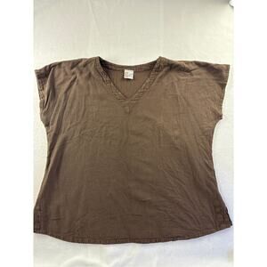 Oh My Gauze! Brown V‑Neck Tank Top